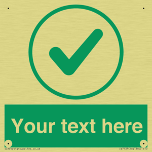 Custom green background, green tick in circle sign